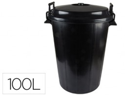 Cubo de basura negro con tapa para bolsas 85x105cm 100l